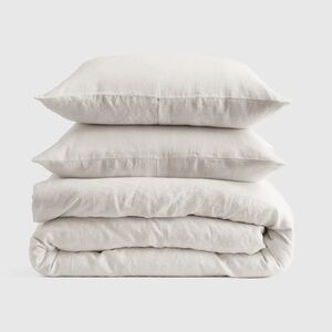 NWOT QUINCE European Linen Duvet Cover Set King/Cal King Sand 6339